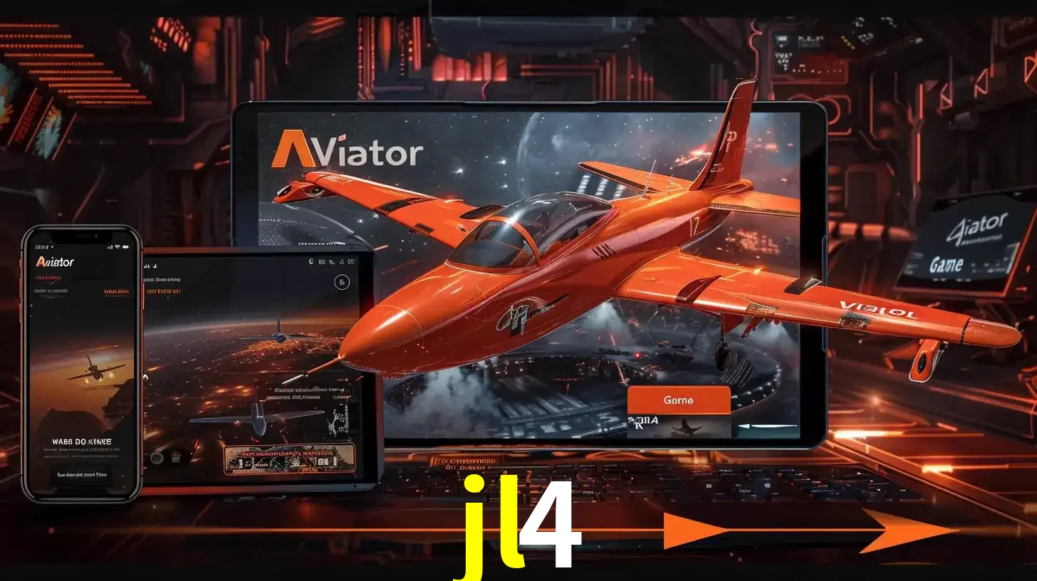Apresentação tecnológica do jogo Aviator com um avião saindo da tela de um tablet, demonstrando a experiência imersiva em múltiplos dispositivos no jl4.